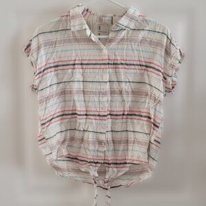 Weatherproof Vintage Striped Linen Cropped Shirt